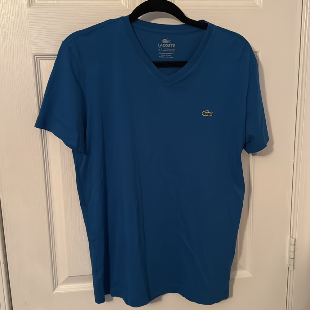 Lacoste T-shirt Size 4 Medium Color Blue Green White